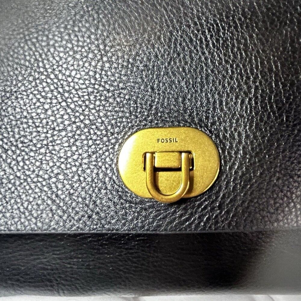 Fossil leather handbag Satchel Crossbody Large Utility Sturdy Unisex Flap Brass - Picture 9 of 12